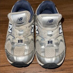 New Balance Kids Silver & Navy Athletic Sneakers